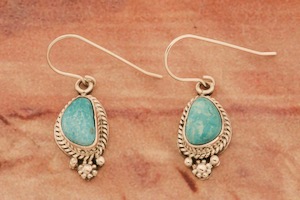 Native American Jewelry Genuine Kingman Turquoise Sterling Silver Earrings